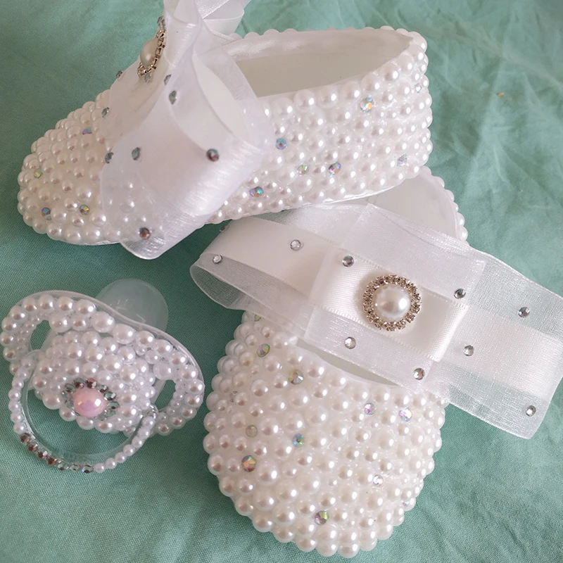 

rhinestone baby Shoes handmade pearl rhinestone Crystal baby toddler bling pacifier kids fashion baby girl First Walkers shoes