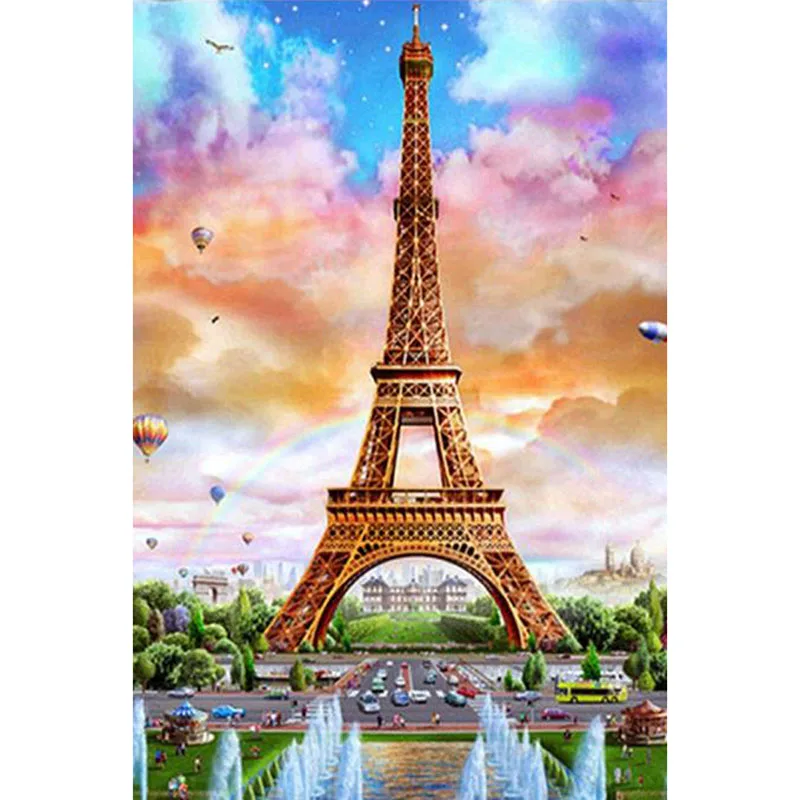 

DIY Diamond Embroidery Rainbow Tower Diamond Painting Cross Stitch Needlework Full Square Rhinestone Mosaic Home Decor KBL
