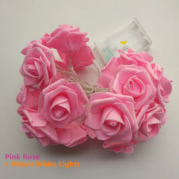 YIYANG мероприятий и вечеринок 2 м 20 Свадебные розы светодио дный строки Батарея украшение праздника свет Роза светодио дный Guirlande Lumineuse - Испускаемый цвет: Pink Roses