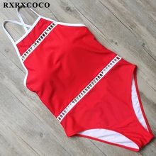 RXRXCOCO брендовый Одноцветный Купальник для женщин с высоким воротом, слитный купальник для женщин, купальный костюм с пуш-ап, Сексуальный Бандаж с открытой спиной, монокини