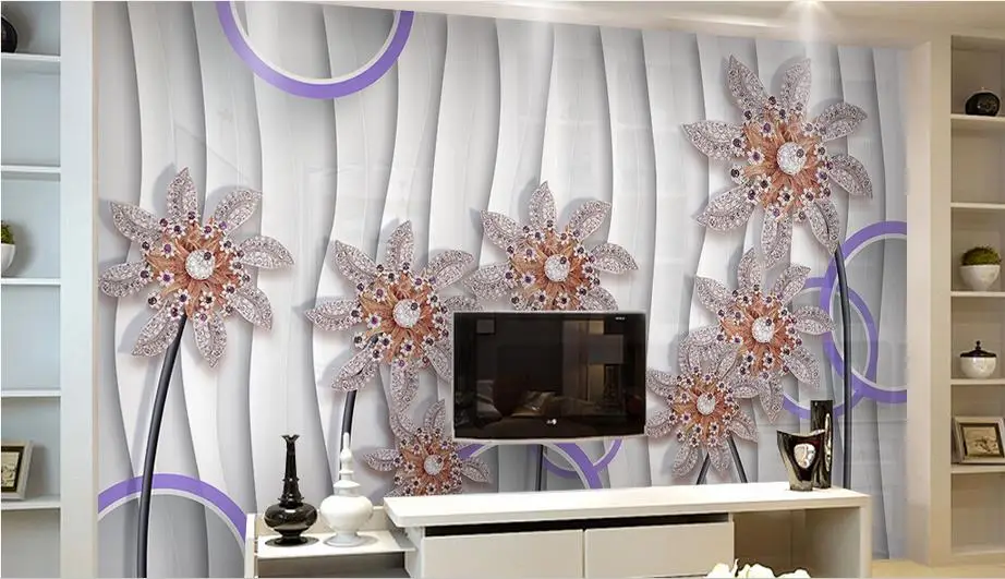 

Custom European style Mural Wallpaper For living room Walls 3D Luxury Jewelry Flower Background Wall Papers Home Decor Bedroom