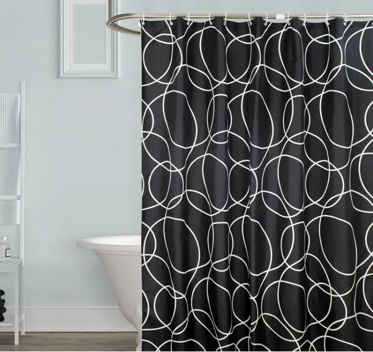 

Factory direct bathroom black circle shower curtain thick waterproof douchegordijn mildew rideau de douche cortina SK-2
