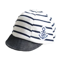 Весенне-летняя хлопковая детская шляпа в полоску с якорем для мальчиков и девочек, детские кепки для новорожденных, Детские Солнцезащитные кепки 3-12 месяцев