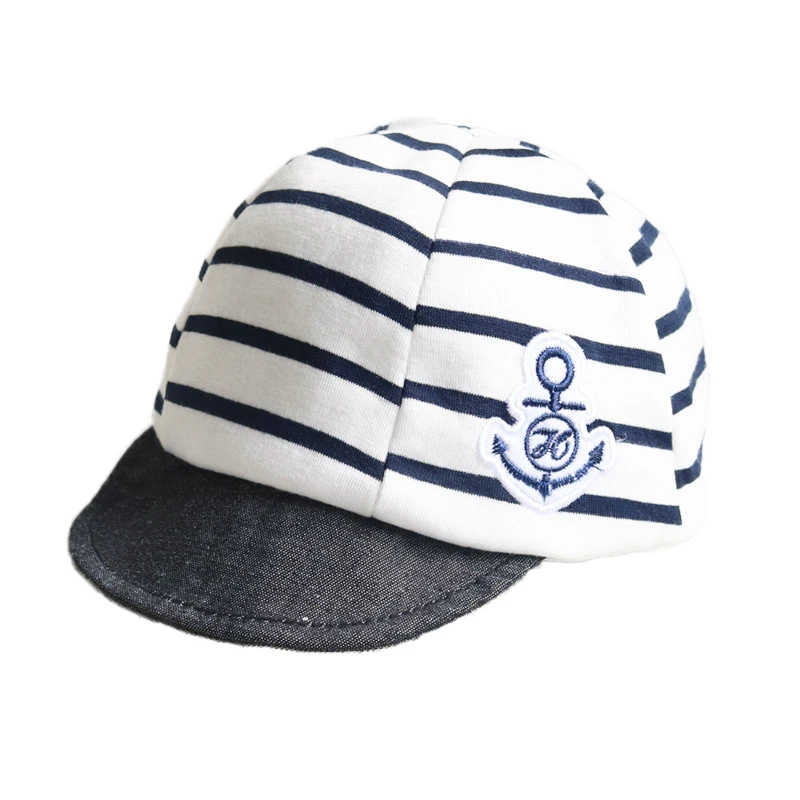 

Spring Summer Cotton Infant Baby Hat Anchor Strip Boys Girls Baby Caps Newborn Kids Sun Caps 3-12M