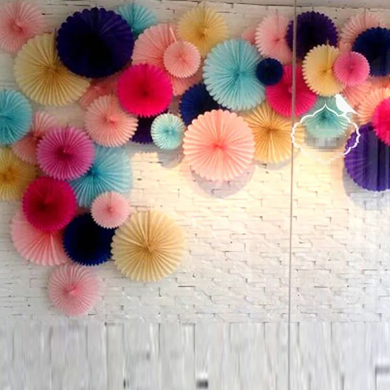 

New 1PC (6 Size) Tissue Paper Fans Flowers Pompom Balls Round Lanterns DIY Craft Hanging Small Flower Wedding Party Decoration