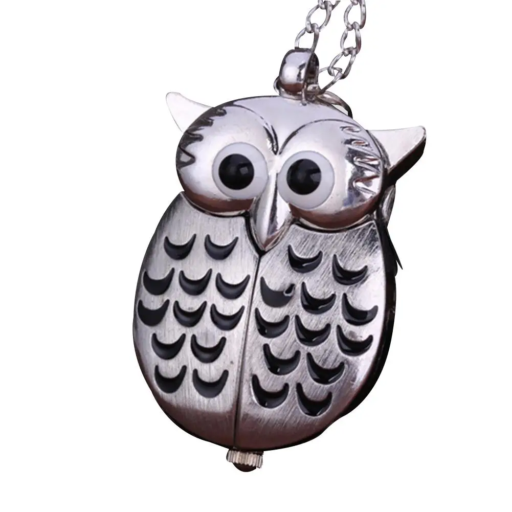

Vintage chic Unisex Arabic Numbers Pocket Watch Cartoon Owl Pendant Necklace Gift