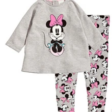 Весенне-осенние кофты с капюшоном для девочек+ комплект штанов одежда для детей ясельного возраста костюм Vetement Enfant младенцы «Микки» для младенцев «Минни» детская одежда