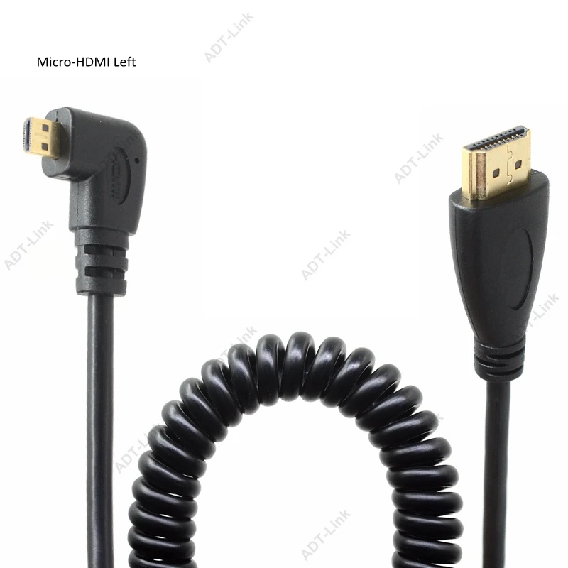 Высокоскоростной пружинный Micro HDMI к HDMI кабель позолоченный поддерживает Ethernet 3D 1080P Аудио возврат Кабо для HDTV XBox планшета - Цвет: Left