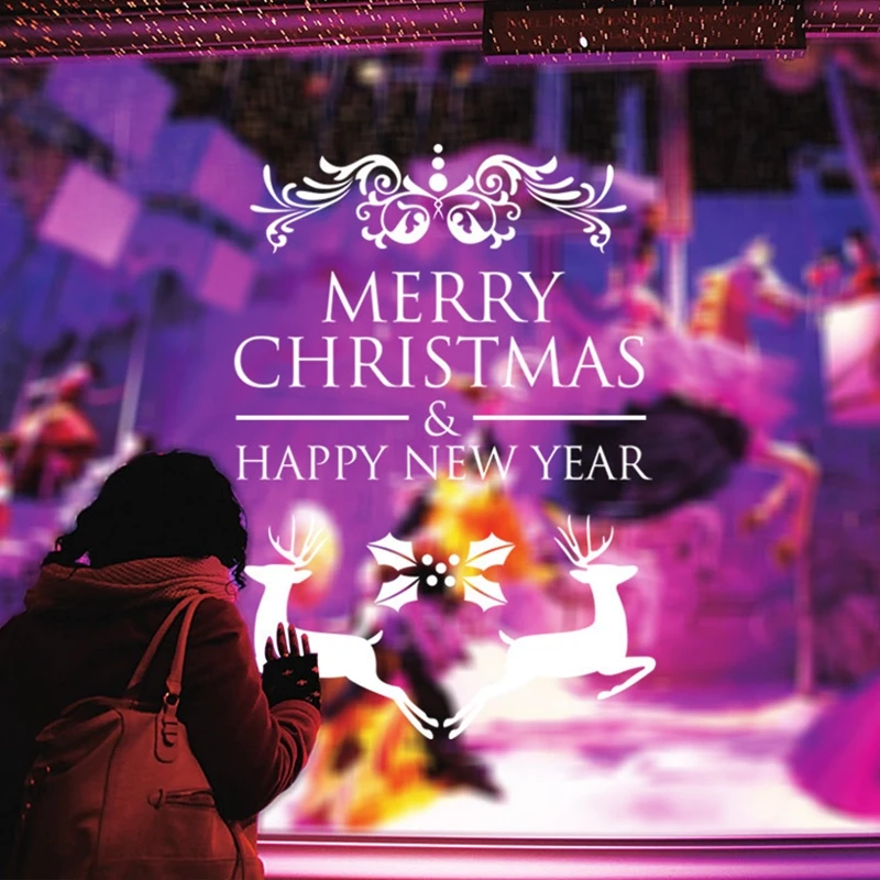 1 шт. 59 5*82 4 см Настенная Наклейка сделай сам Новый Рождество Merry олень защиты