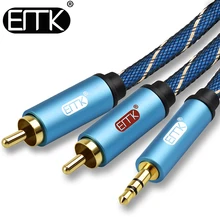 EMK câble RCA 2RCA à 3.5 câble Audio RCA 3.5mm Jack RCA câble AUX pour DJ amplificateurs Subwoofer Audio Mixer Home cinéma DVD