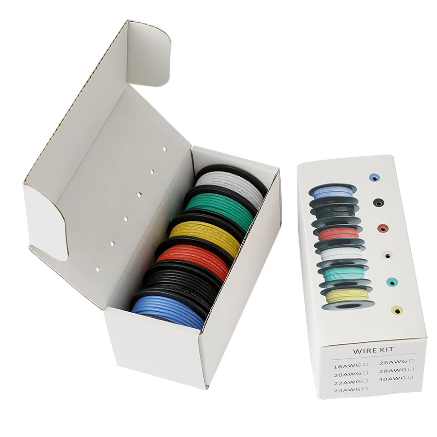 Estanhou o Isolador Macio do Silicone do Fio Colors a 150 Gancho-acima do Fio o Fio Bonde 26awg de 157ft Encalhado de Cobre-60 Colors Cores Ul3132 300 v 6