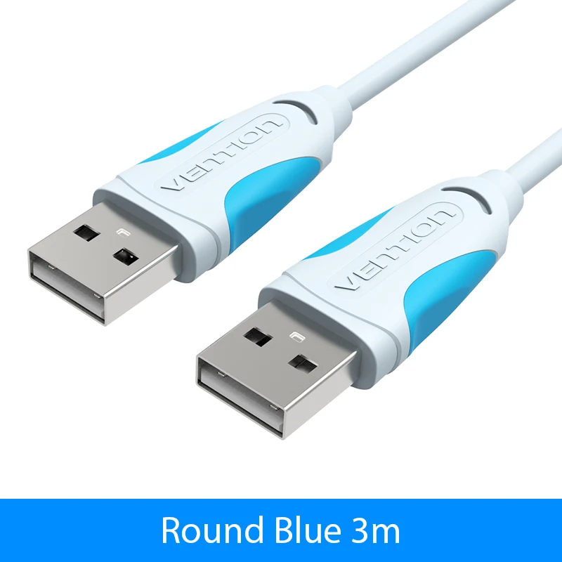 Vention USB-USB кабель Тип A папа-папа USB 2,0 кабель-удлинитель для жесткого диска радиатор Компьютерная камера кабель-удлинитель USB - Цвет: Round Ice Blue 3m