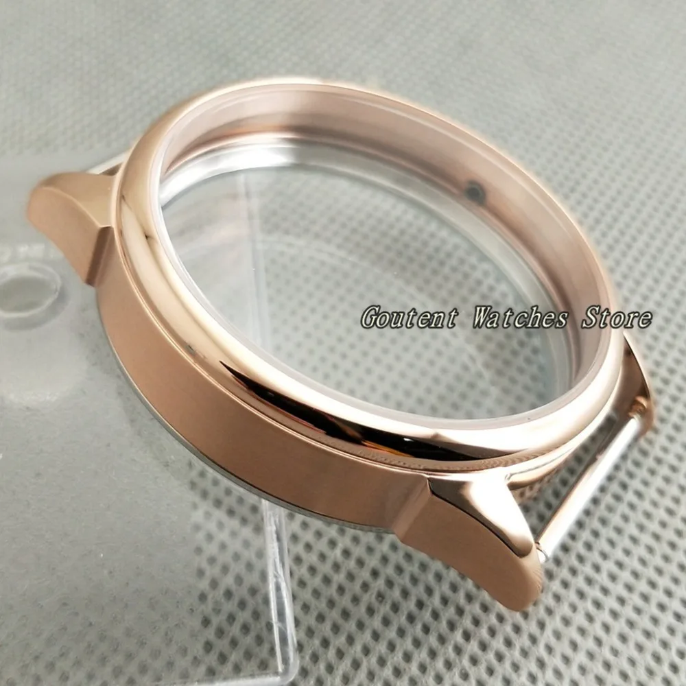 42 мм розовое золото нержавеющая сталь чехол для часов подходит ETA 6497/6498 Чайка ST36 механизм наручные часы корпус