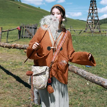 

MX239 New Arrival Autumn 2017 oversize vintage embroidered mohair knitted sweater cardigan women