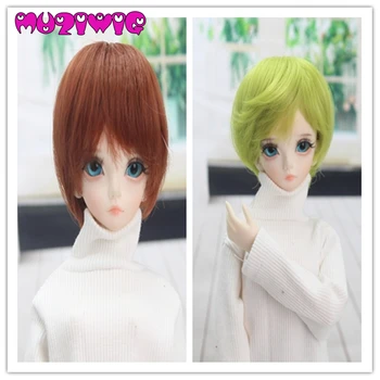 

High Quality Synthetic Brown/Fluorescent green Fashion Short Hair Wig Accessories for 1/4 BJD On Sale In MUZIWIG