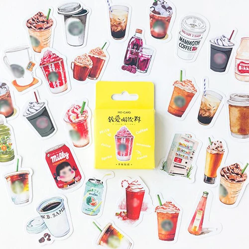 

46pcs/box Cute drinks series stickers Diary decoration seal sticker Office zakka School stationery kids supplies (tt-3070)