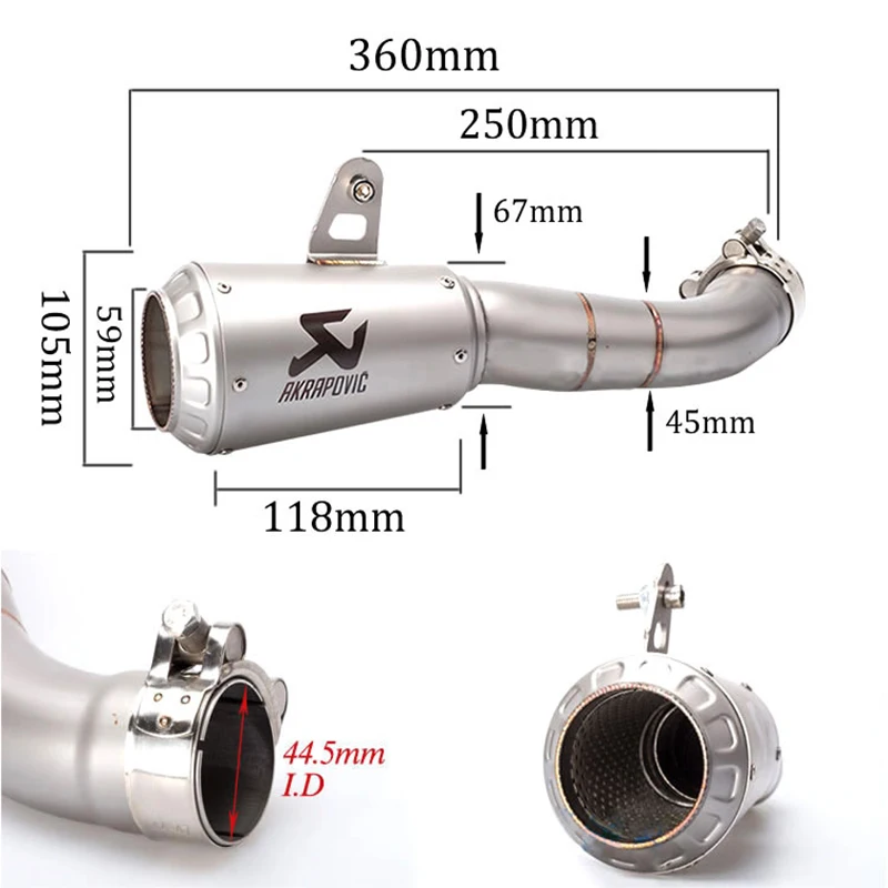 Envío gratis de escape akrapovic de escape de la motocicleta para Yamaha YZF-R3 YZF-R25 MT-03 MT03 2015, 2016, 2017, 2018 YZF R3 R25