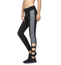 Rylanguage New Stylish Activewear Legging Black Mixed Grey Leggings Splice paneled Women Cut Out Leggings High Waist Leggings black cut out yoga bodycon leggings