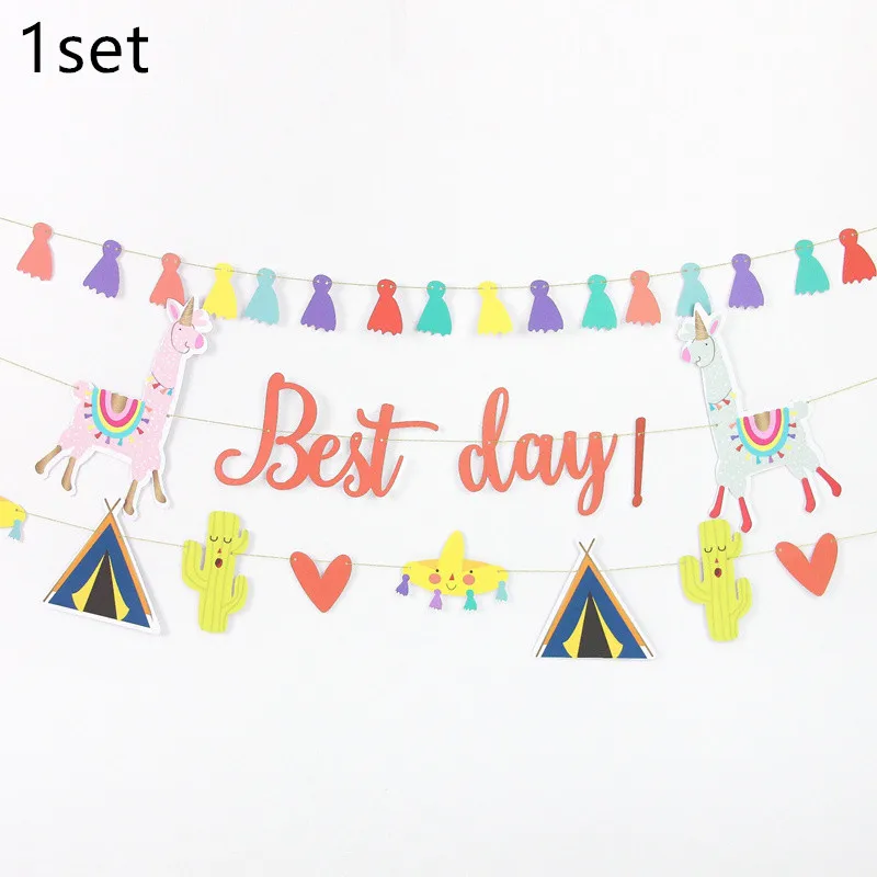 

1set Alpaca Banner Set Alpaca Themes Event Party Supplies Decoration Decor Happy Birthday Banners Favors For Kids Boy Gift