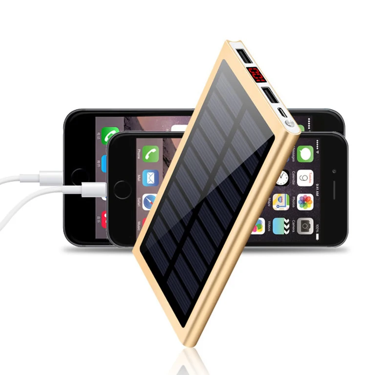 Солнечный внешний аккумулятор 30000 мАч, внешний аккумулятор, 2 USB светодиодный внешний аккумулятор, портативный мобильный телефон, солнечное зарядное устройство для Xiaomi Mi iphone XS 8plu