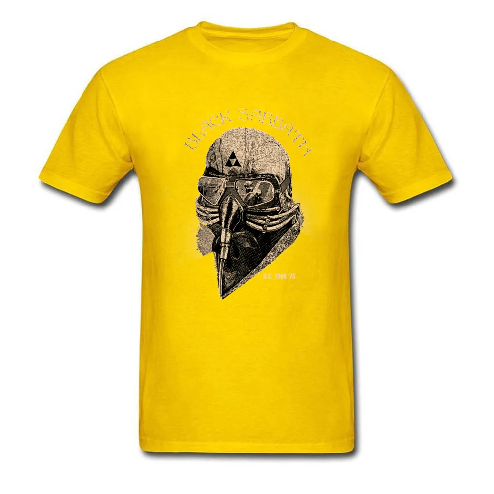 Мужские топы Black Sabbath, уличная Мужская футболка, противогаз, футболка, принт, винтажные футболки, Ретро дизайн, одежда для взрослых, хлопок - Цвет: Цвет: желтый