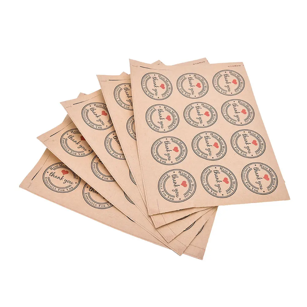 60 шт Красная любовь спасибо самоклеющиеся наклейки крафт-этикетка Спасибо наклейки подарки пользовательские круглые этикетки бумажный пакет
