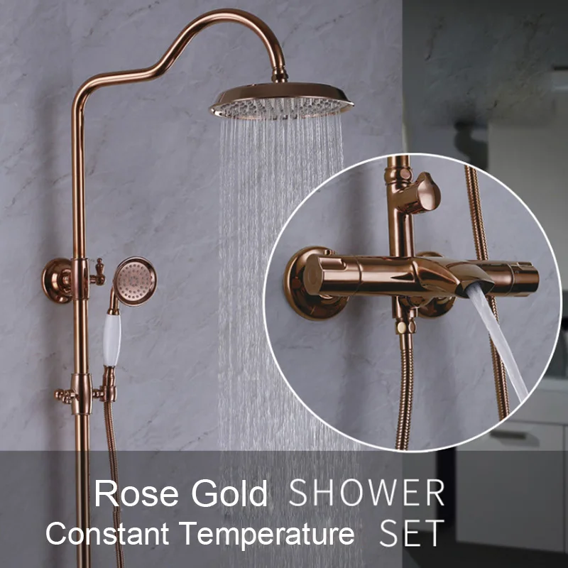 

Bronze Rose Gold Dome Explosion-proof Shower Sprinkler Set with Speed-up and Speed-down Thermal Constant Temperature and Large S