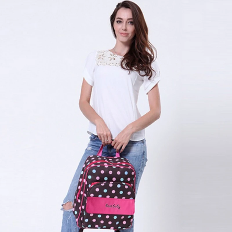 

2016 New arrival 3 colors Baby Diaper Backpack Multifunctional Mommy Bag Backpack Changing Bags for mum Dot Stroller M724
