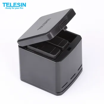

TELESIN 3-way Multi-function Battery Charger Charging Dock Storage Case Charging Box 2 in 1 for GoPro Hero 5 Hero 6/7 Black