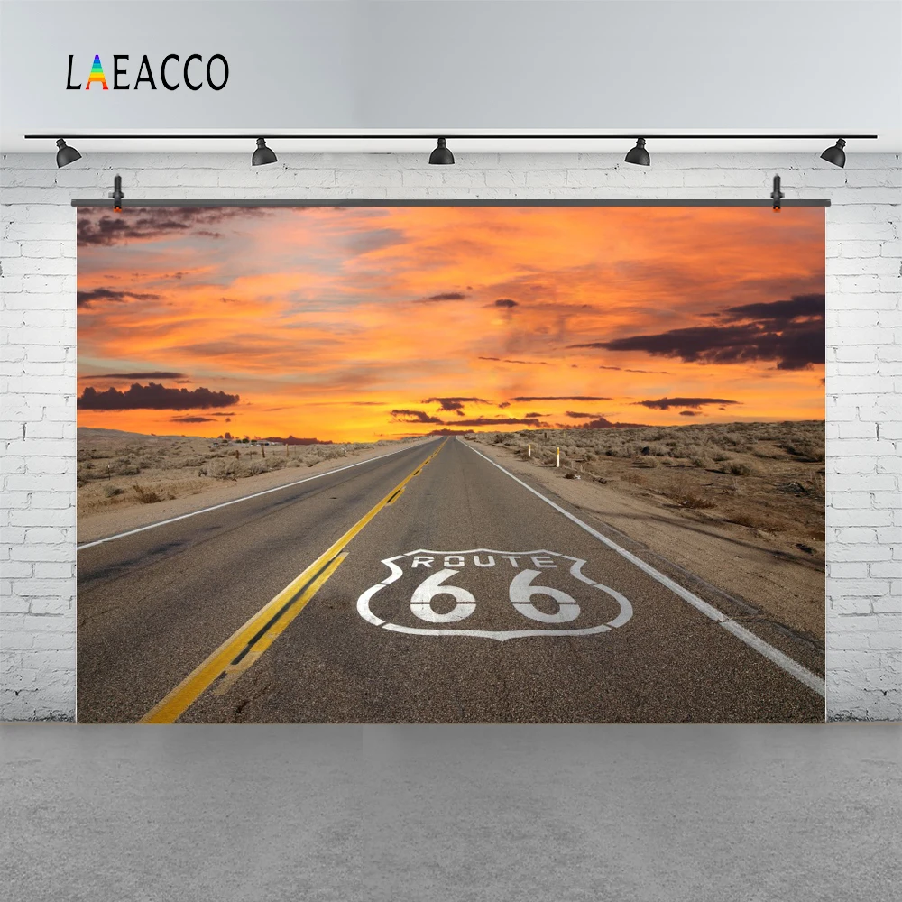 Laeacco Route 66 США закат дорога Аврора ребенок Природный живописный фотографический фон фотографии фоны для фотостудии