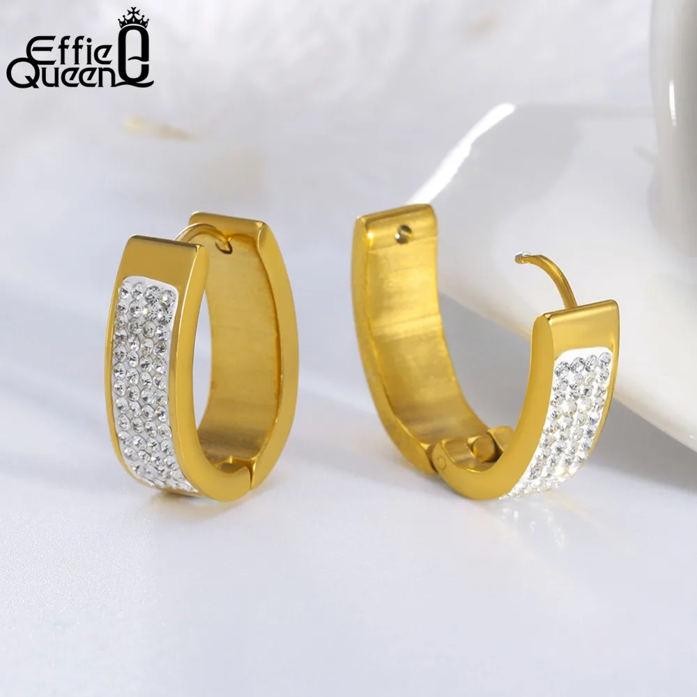 Женские серьги кольца из нержавеющей стали с фианитами|hoop earrings for women|fashion hoop