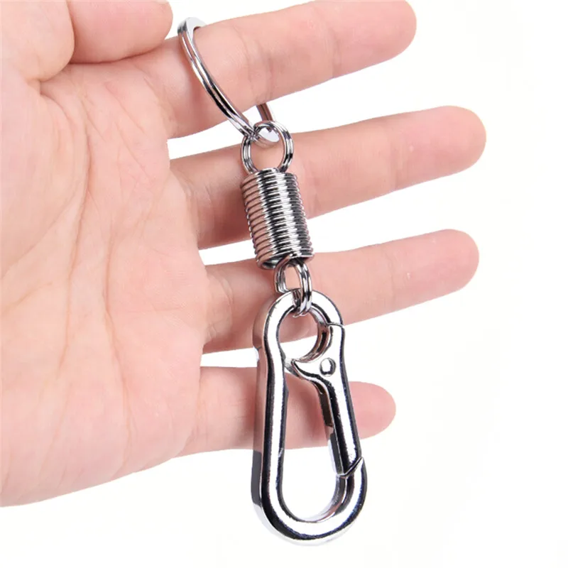 

2 Pcs Stainless Steel Spring Buckle Carabiner Keychain Waist Belt Clip Anti-lost Buckle Hanging Retractable Keyring