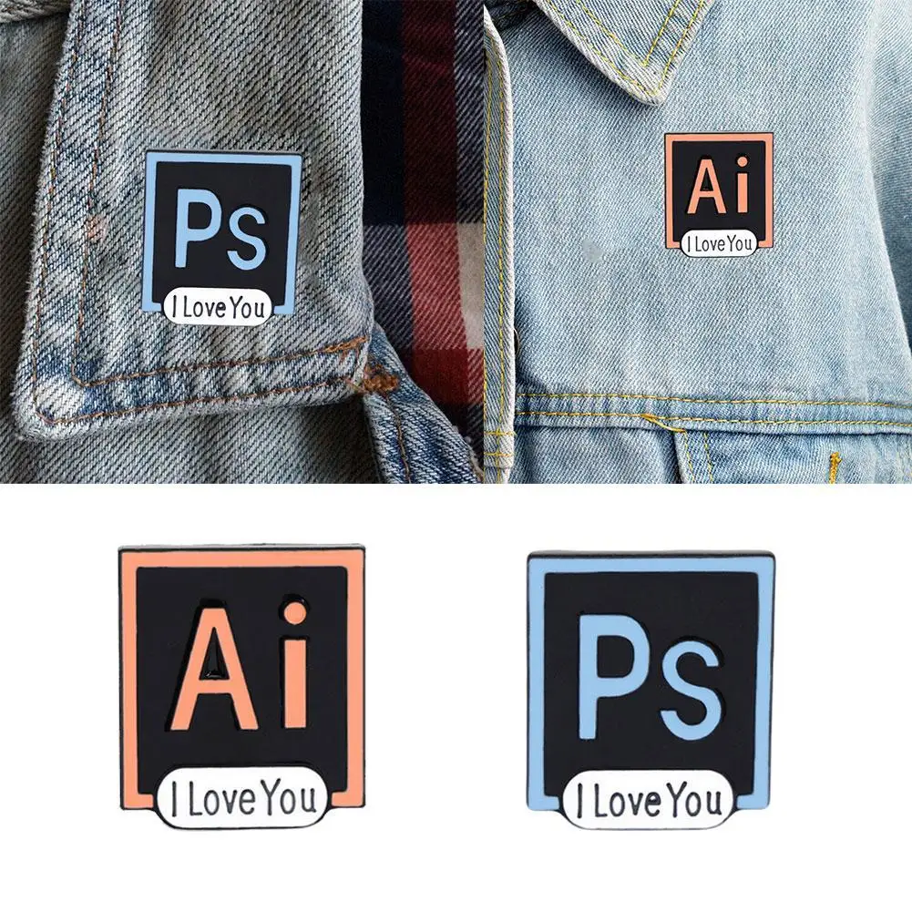 

Photoshop Pins I Love You Brooch Toolbar Lapel Pin AI PS Enamel Pins Brooches for Designers and Artists Brooches For Women