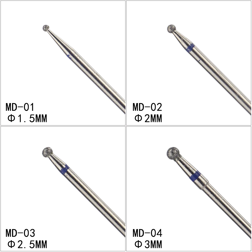 4 размера, алмазное сверло для ногтей, алмазная шлифовальная насадка для ногтей, металлический хвостовик 2,34 мм, аксессуары для маникюрной машины