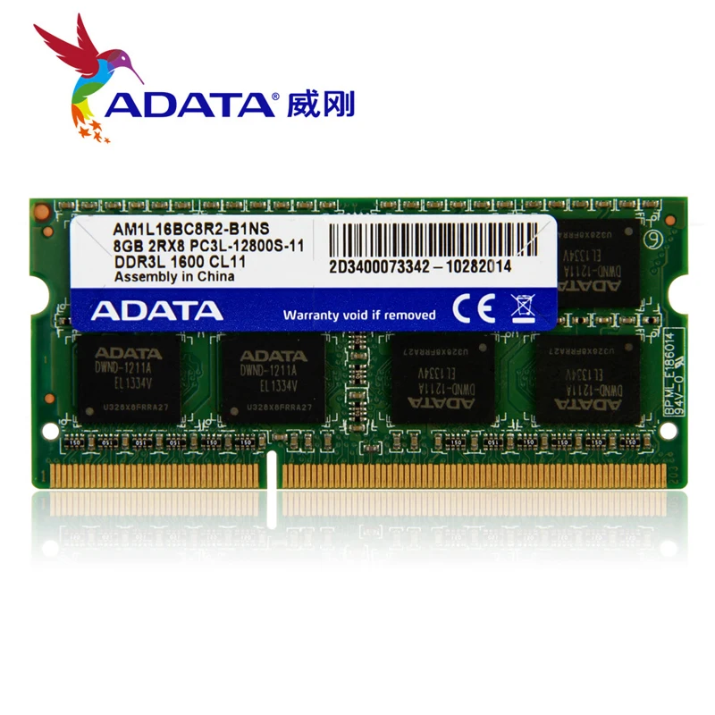 Марка ADATA оперативной памяти ноутбука DDR3L DDR3 1600 мГц PC3 12800 4 ГБ 8 Тетрадь 204Pin SO DIMM