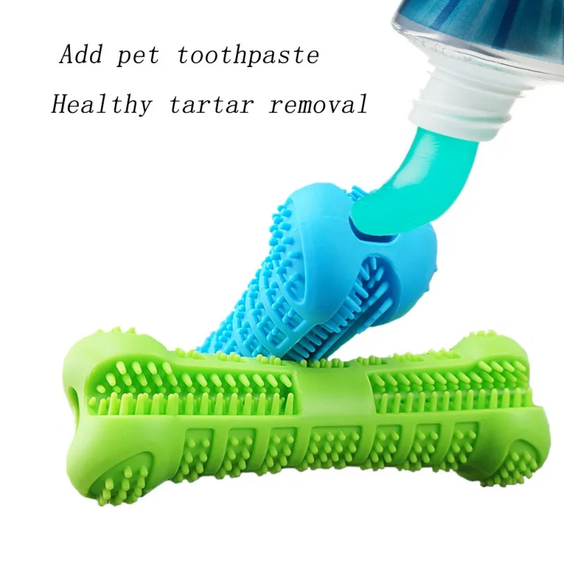 

Pet Dogs Silicone Chew Toys Toothbrush Bone Shaped Molar Sticks for Puppy Dog Training Teeth Cleaning Stick Toy Grooming Massage