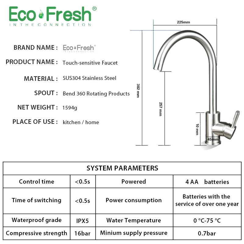  Ecofresh SUS304 Stainless Steel Touch Faucet Kitchen Touch Control Sensitive Faucet Mixer Tap Kitch - 32919947832