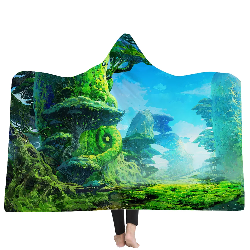 SOFTBATFY волшебный лес с капюшоном Одеяло флисовый плед Прямая поставка - Цвет: 2