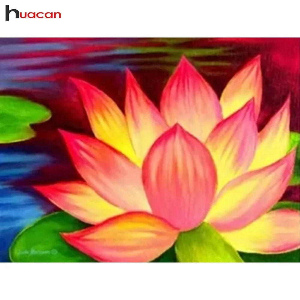 

HUACAN Full Square/Round Drill 5D DIY Diamond Painting Cross Stitch Flowers Mosaic Diamond Embroidery Lotus Farmhouse Decor