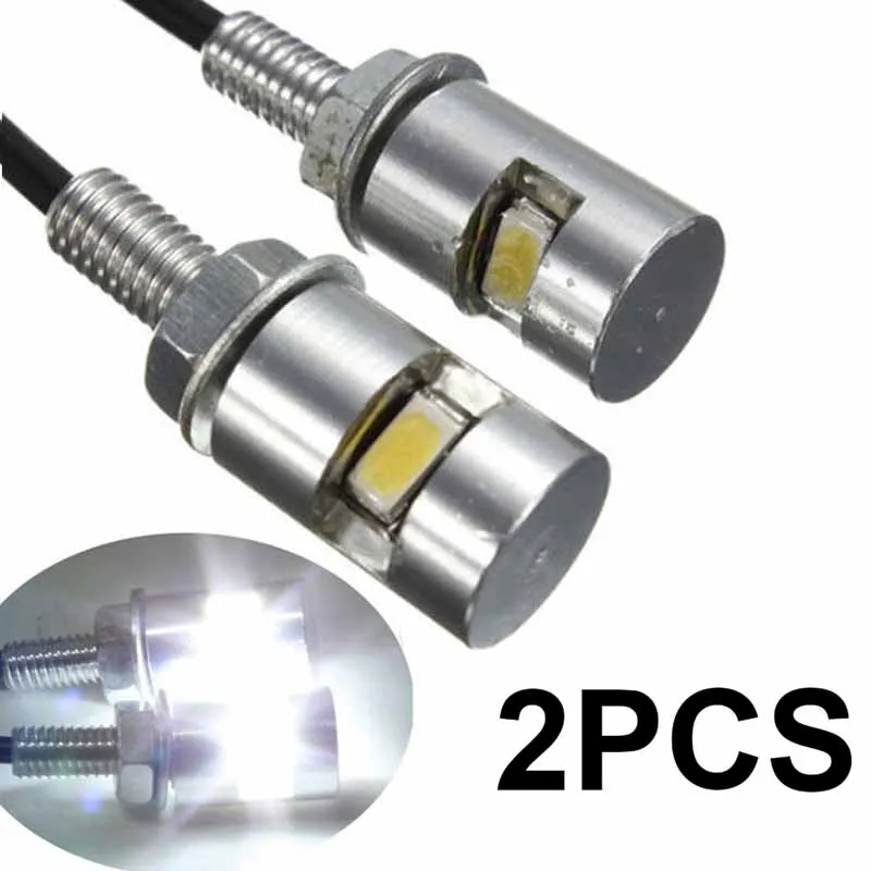 2pcs 12V LED Auto Motorcycle Car License Plate Screw Bolt Light Tail Number Plate Lamp White Super Bright Bulbs