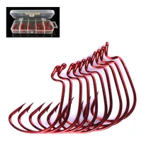 50 шт./кор. Техас набор рыболовных крючков комплект 1#2#1/0#2/0#3/0# каждая красного цвета с высоким содержанием углерода Сталь колючей Адреналин Крючки