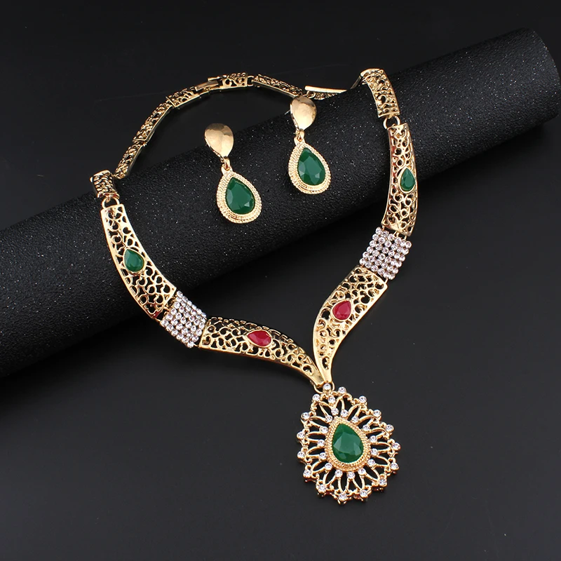 Jiayijiaduo свадебные комплекты украшений для женщин золотого цвета Африка ожерелье серьги браслеты резные массивные капли