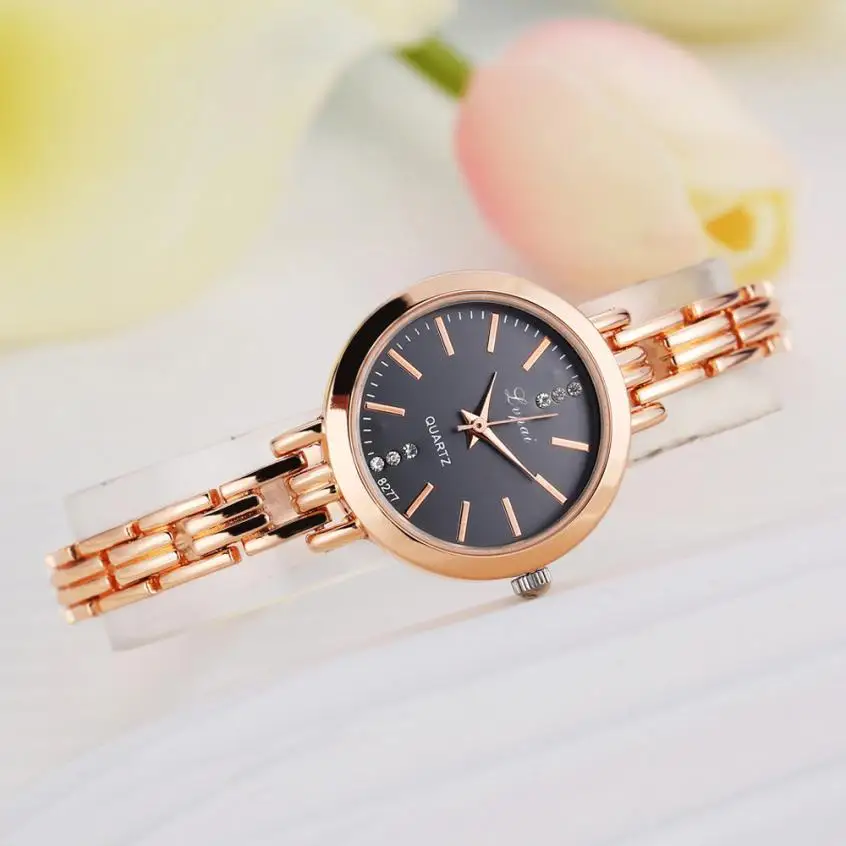 LVPAI, простые часы из розового золота, элегантные женские кварцевые часы, браслет из нержавеющей стали, женские часы - Цвет: black