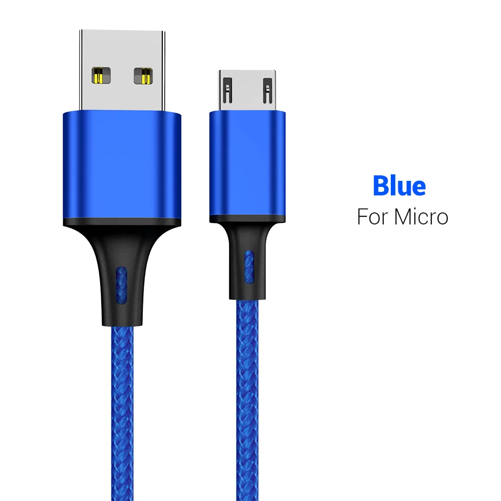 KISSCASE Micro usb type C кабель для Xiaomi huawei кабель для мобильного телефона Быстрая зарядка type C USB кабель для samsung Note 10 9 зарядка - Цвет: Blue For Mirco