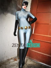 Free Shipping DHL Wholesale Adult Sexy Gray And Black Cat Woman Spandex Superhero Zentai Catsuit Cosplay