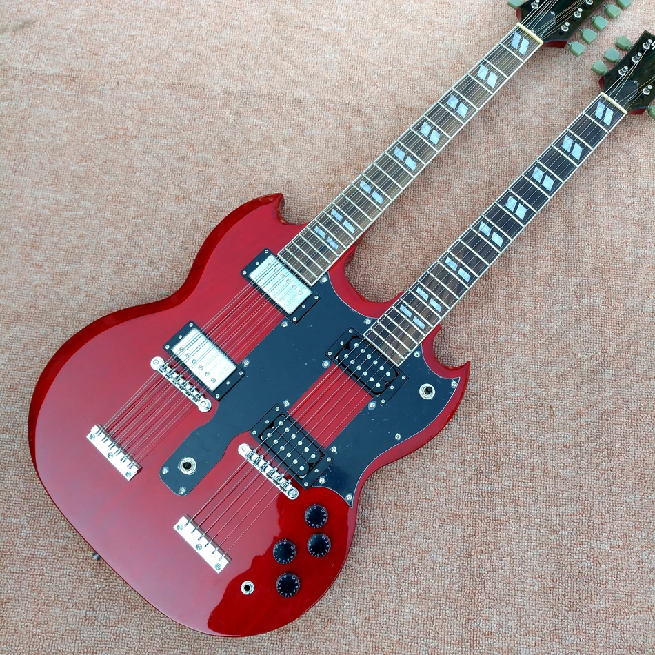 

Red EDS1275 Custom Shop double Neck Electric Guitar 6/12 strings Wholesale Free Shipping