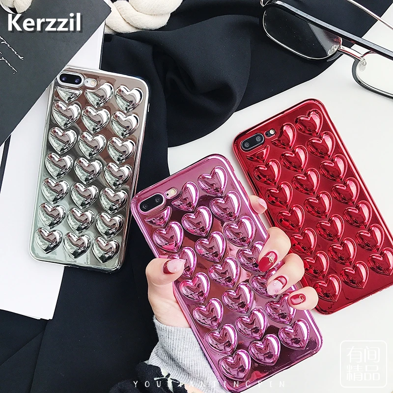 Чехол Kerzzil для iPhone X 10 мягкие Мультяшные из ТПУ чехлы с 3d-рисунком в виде сердца 7 6 6S