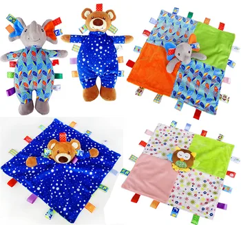 

5 Style Newborn Baby Cartoon Animals Appease Towel Grasping Doll Infant Baby Soft Hand Mouth Towel Rattle Toy