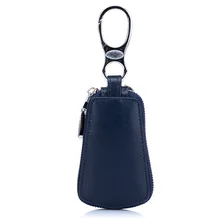 Zipper Hasp Genuine Leather Car Key Bag Remote Control Package Housekeeper Key Wallets Business Case Shock Protection Key Buckle