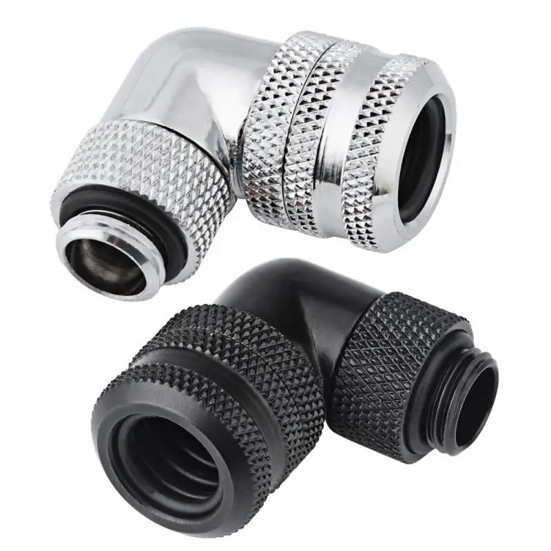 

PC Water Cooling Two-Touch Fitting G14 Thread 90 Degrees Elbow Connector for 14MM Tube Cooling Fans 2018 new style